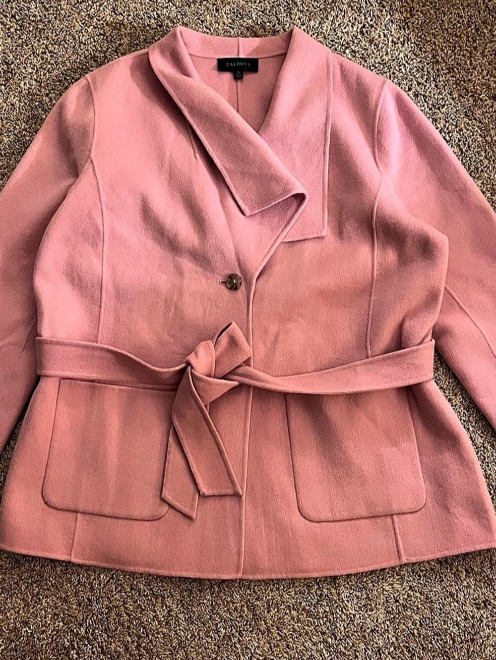 Talbots Belted Wool Blend Coat Pink Size 16